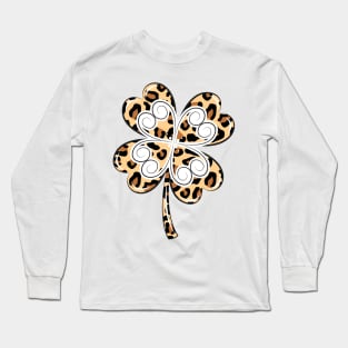 Cute Leopard Shamrock Long Sleeve T-Shirt